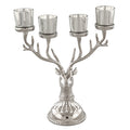 Reindeer Candle Holder Christmas Ornament for 4 Candles Aluminum Decoration-Silver