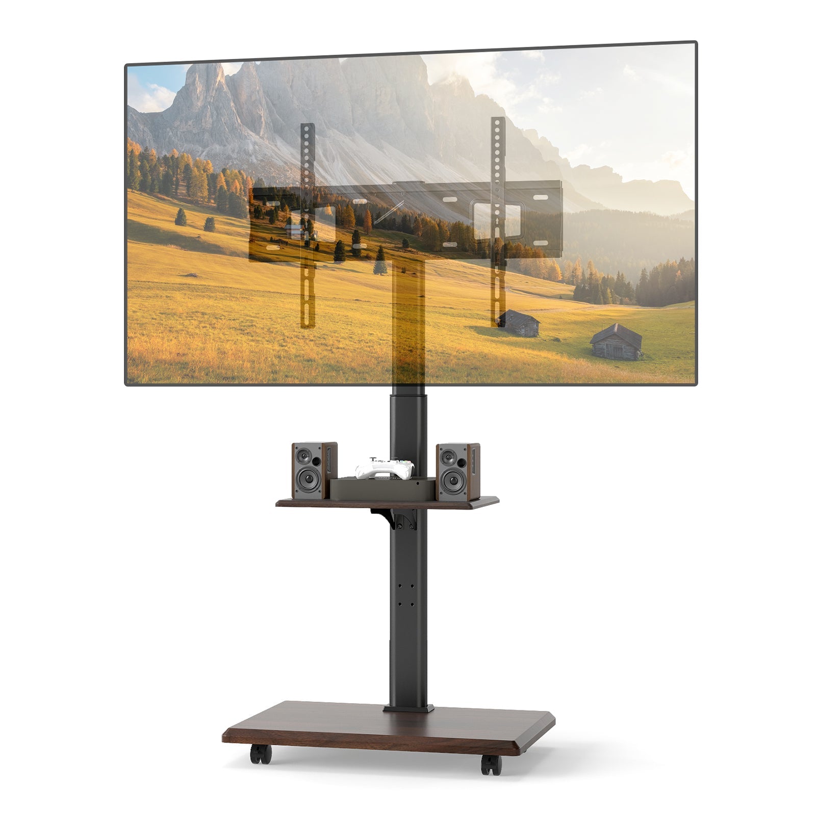 Rolling TV Stand on Wheels Mobile TV Cart for 32-75 Inch TVs Portable AV Cart