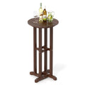 21.5 Inch Round Bar Table Patio HDPE Bar Height Dining Table with Slatted Tabletop