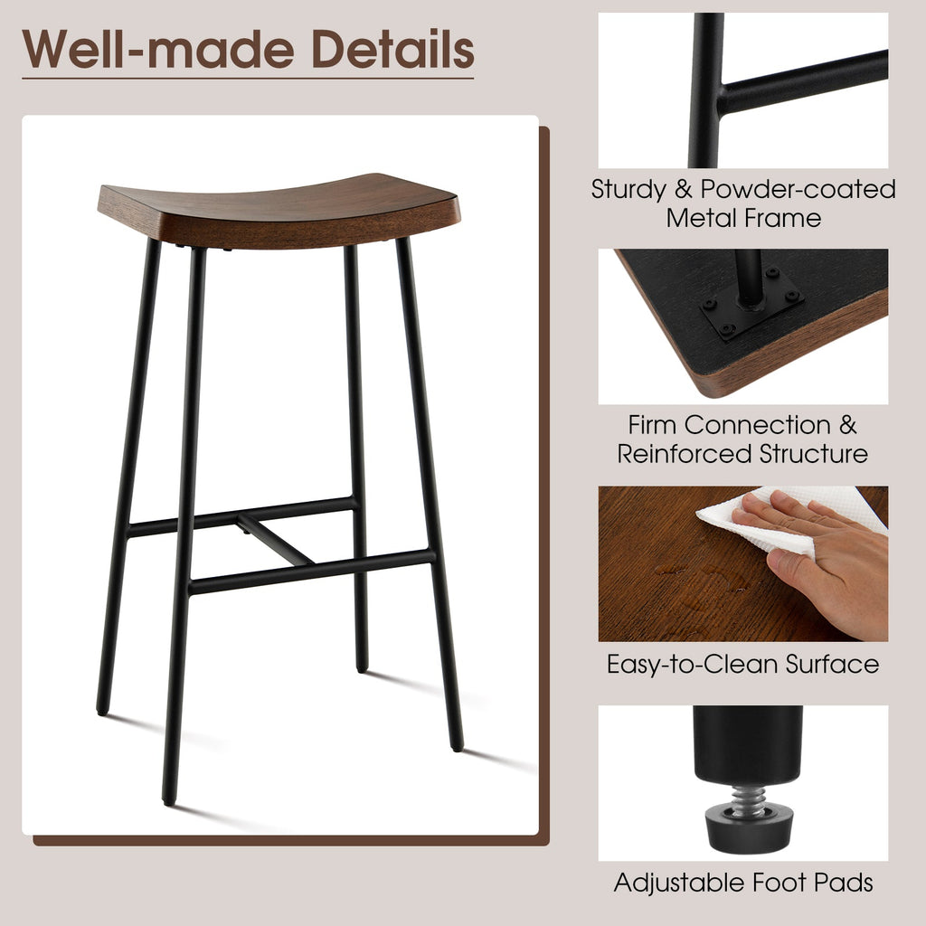 Industrial Saddle Stool with Metal Legs and Adjustable Foot Pads