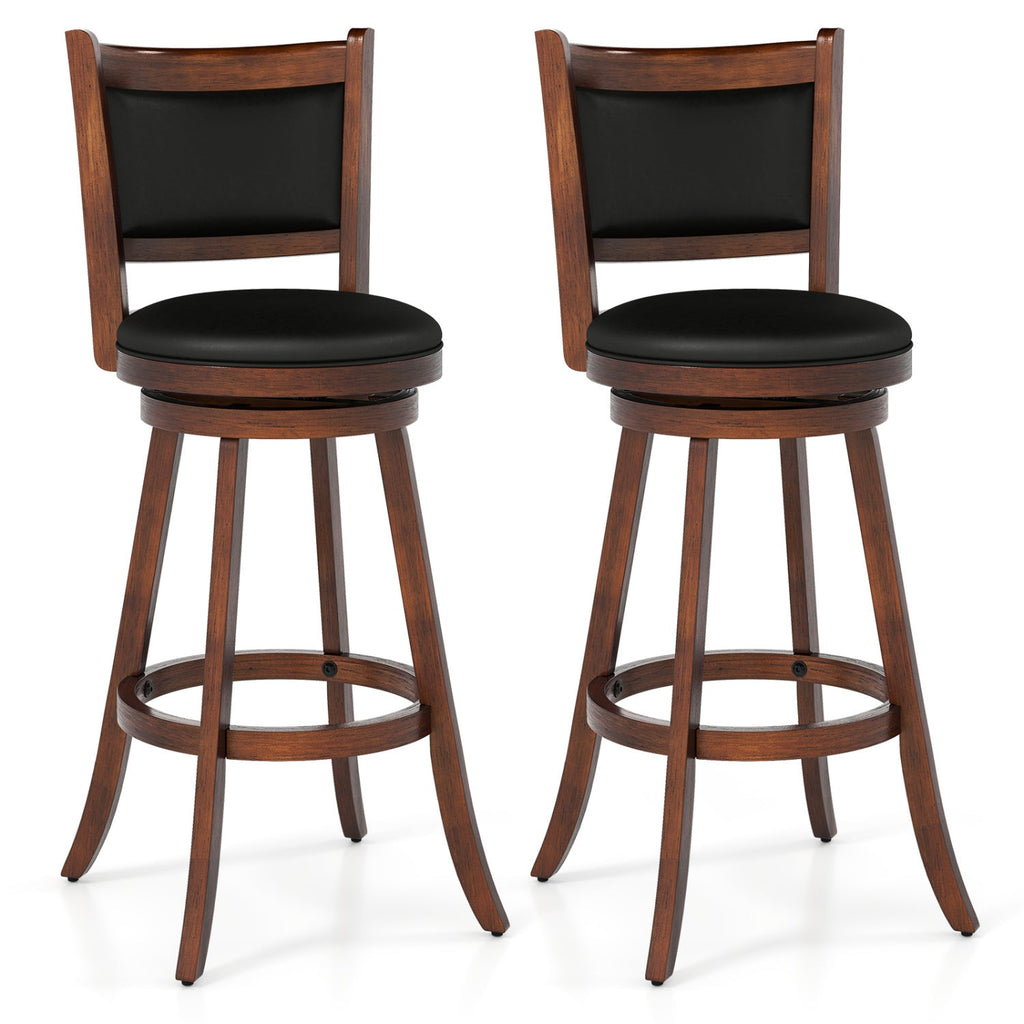 Set of 2 29 Inch Swivel Bar Height Stool Wood Dining Chair Barstool