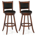 Set of 2 29 Inch Swivel Bar Height Stool Wood Dining Chair Barstool