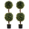 Set of 2 Artificial Double Topiary Ball Trees