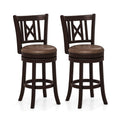 Set of 2 Bar Stools Swivel Bar Chairs with Footrest and Hollowed Backrest