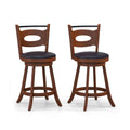 2 Pieces 24/29 inch Swivel Bar Stools with Curved Backrest and Seat Cushions