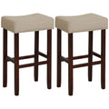 29 Inch Set of 2 Height Upholstered Bar Stool with Solid Rubber Wood Legs and Footrest-Gray
