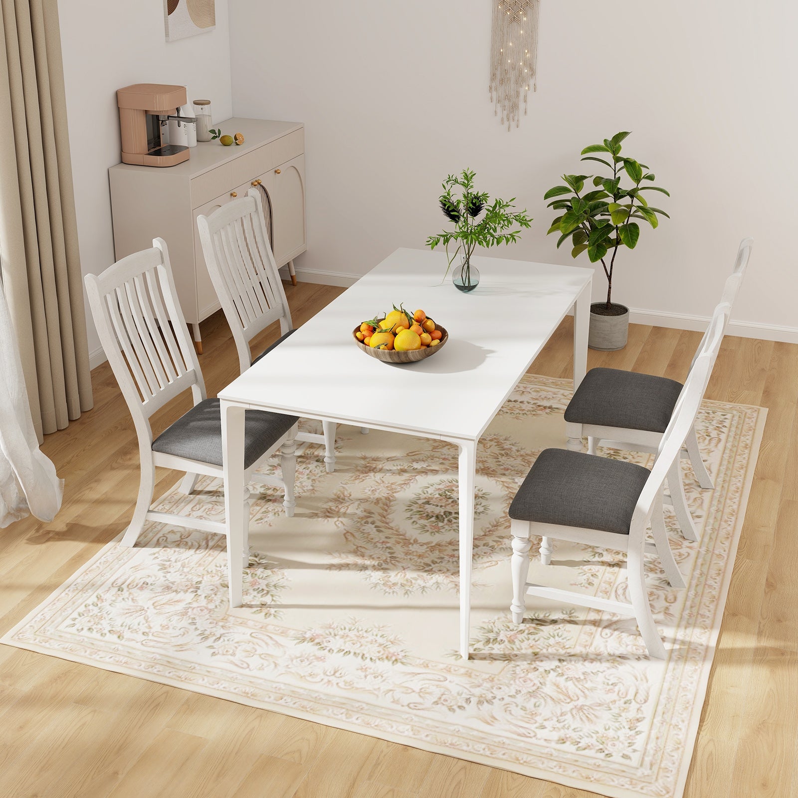 Set of 2 Dining Chairs Kitchen Side Chair with Solid Wood Legs