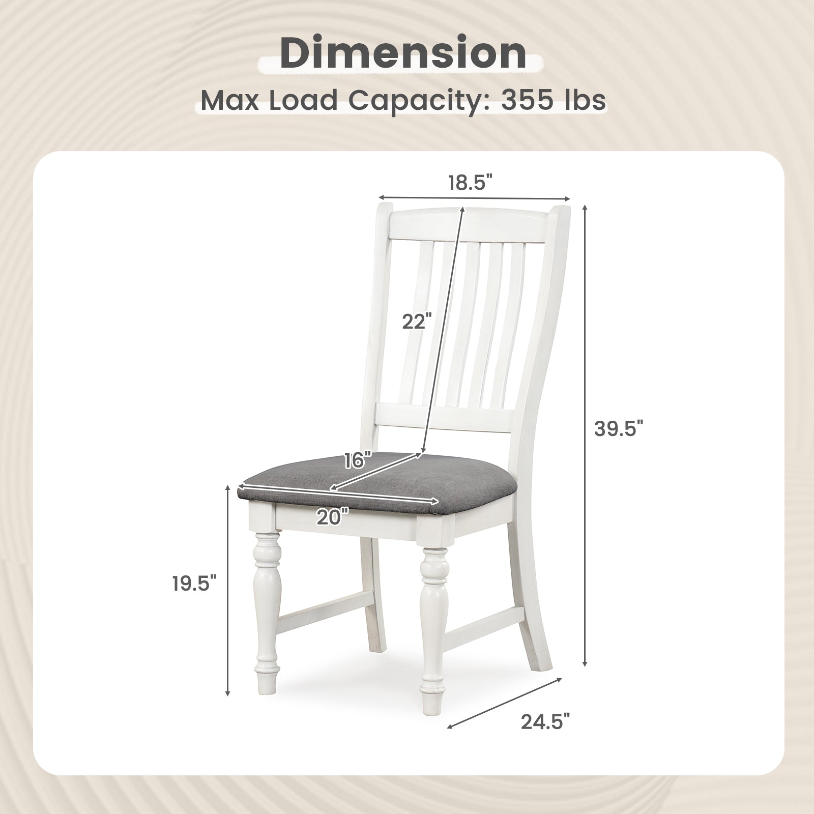 Set of 2 Dining Chairs Kitchen Side Chair with Solid Wood Legs