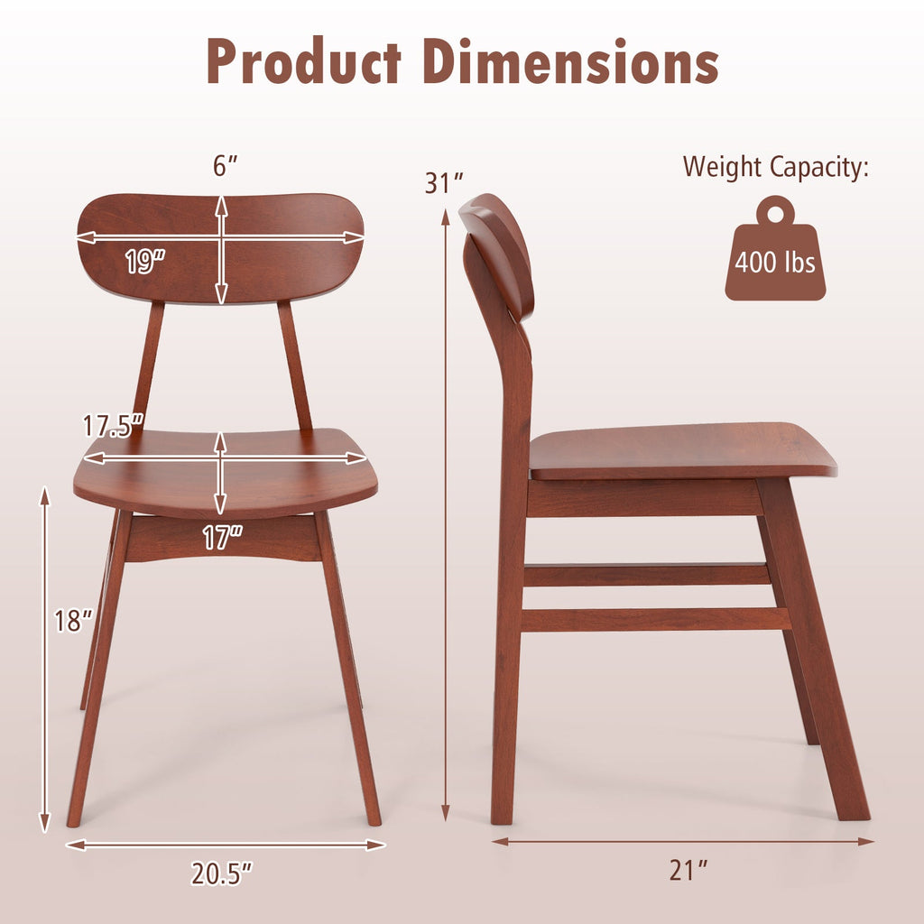 Set of 2 Modern Dining Chairs with Curved Backrest and Seat