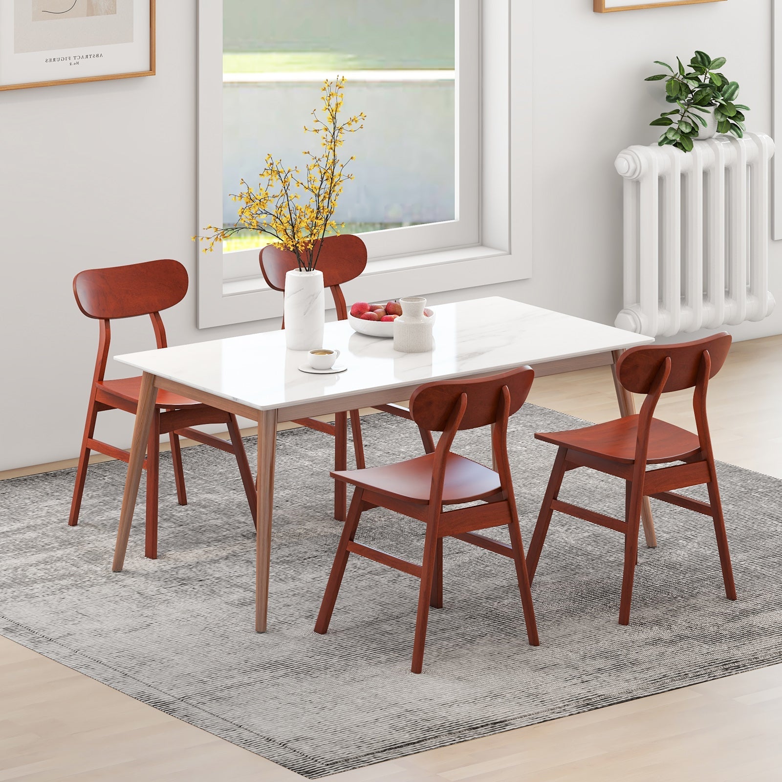 Set of 2 Modern Dining Chairs with Curved Backrest and Seat