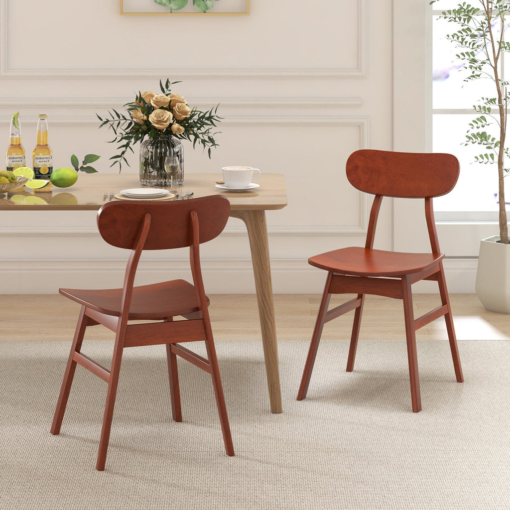 Set of 2 Modern Dining Chairs with Curved Backrest and Seat
