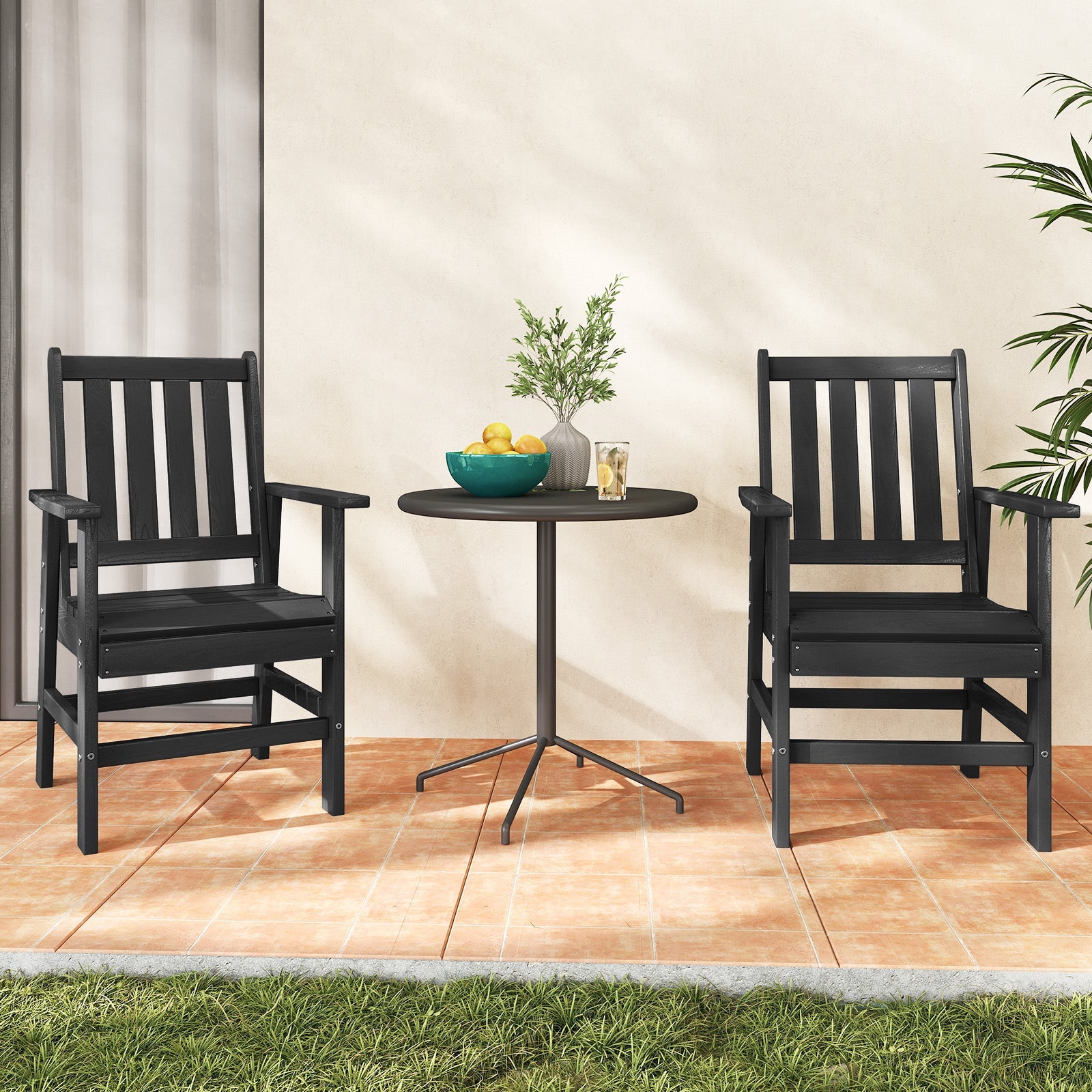 Set of 2 Patio Dining Chairs with Wide Armrests