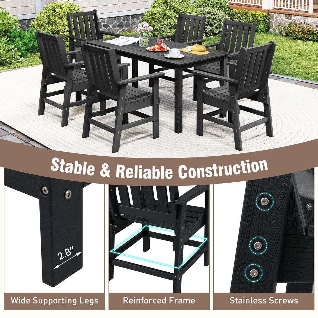 Set of 2 Patio Dining Chairs with Wide Armrests