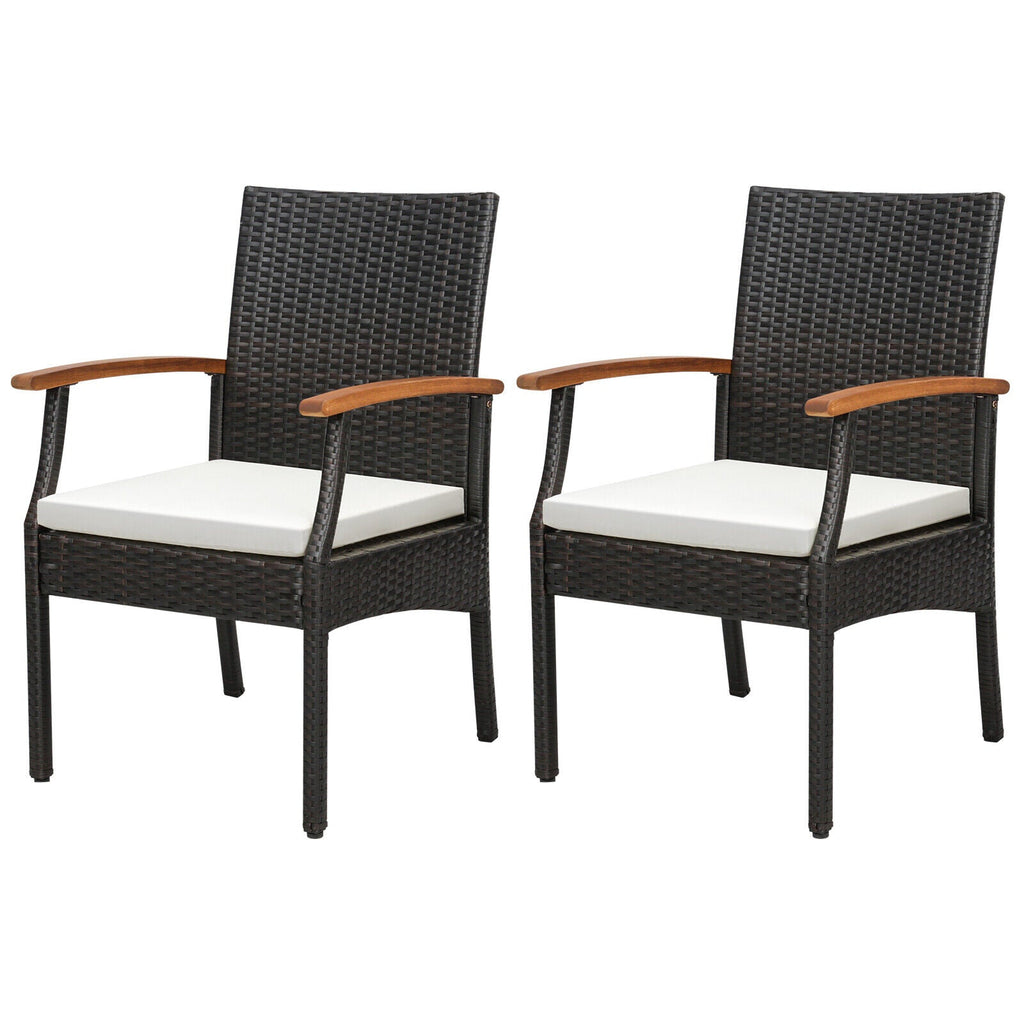 Patio Wicker Chair Set of 2/4 with Soft Zippered Cushion