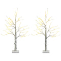 Set of 2 Pre-lit White Twig Birch Tree Battery Powered for Christmas Holiday
