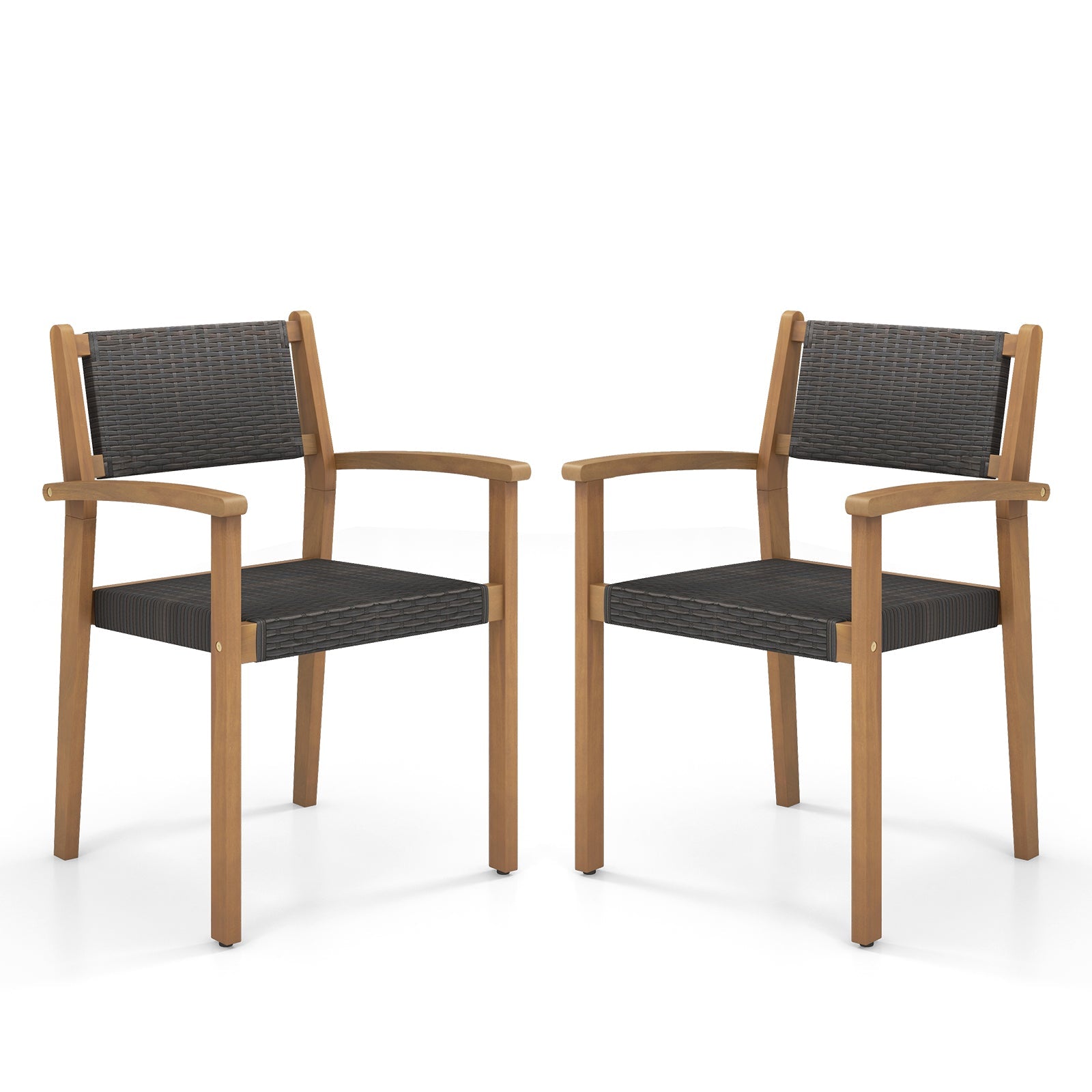 Set of 2 Stackable Outdoor Wicker Dining Chair