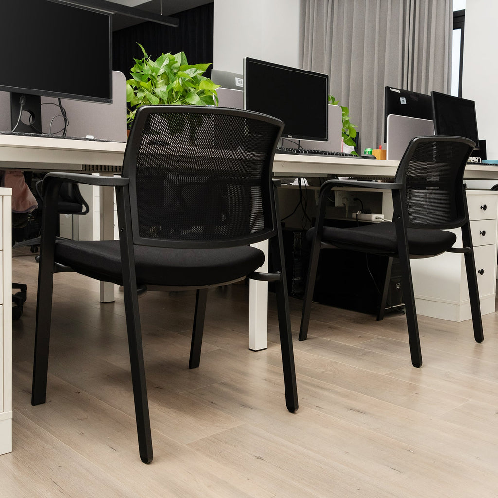 Set of 2 Stackable Reception Room Chairs with Padded Seat-Black