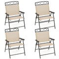 Set of 4 Patio Folding Chairs Set Dining Chairs with Armrests