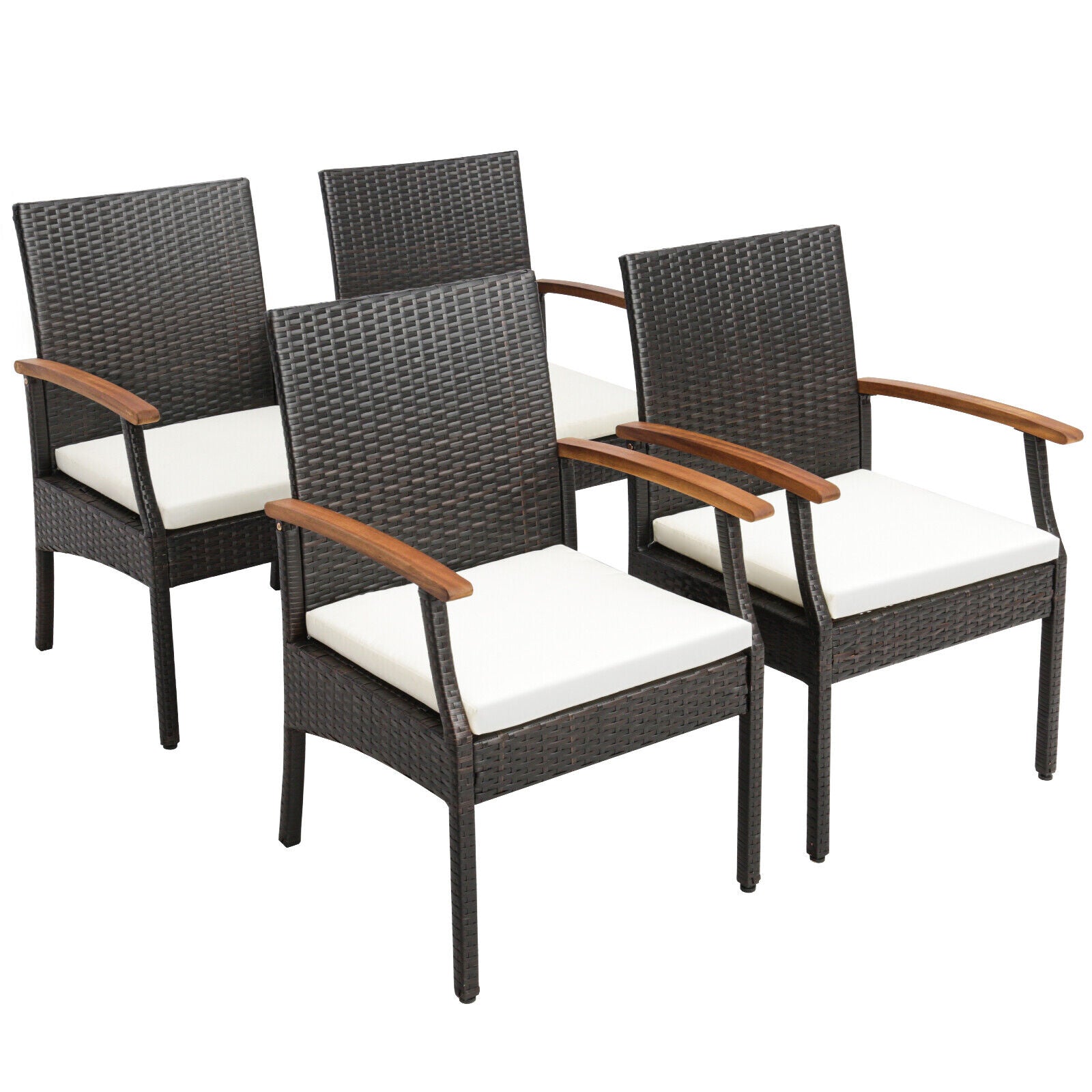Patio Wicker Chair Set of 2/4 with Soft Zippered Cushion