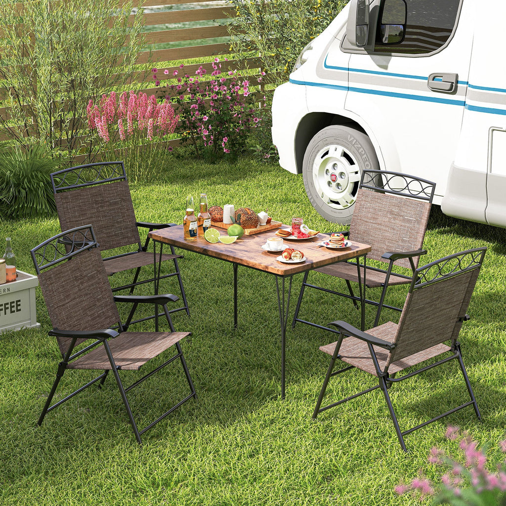 Set of 4 Patio Folding Chairs Set Dining Chairs with Armrests