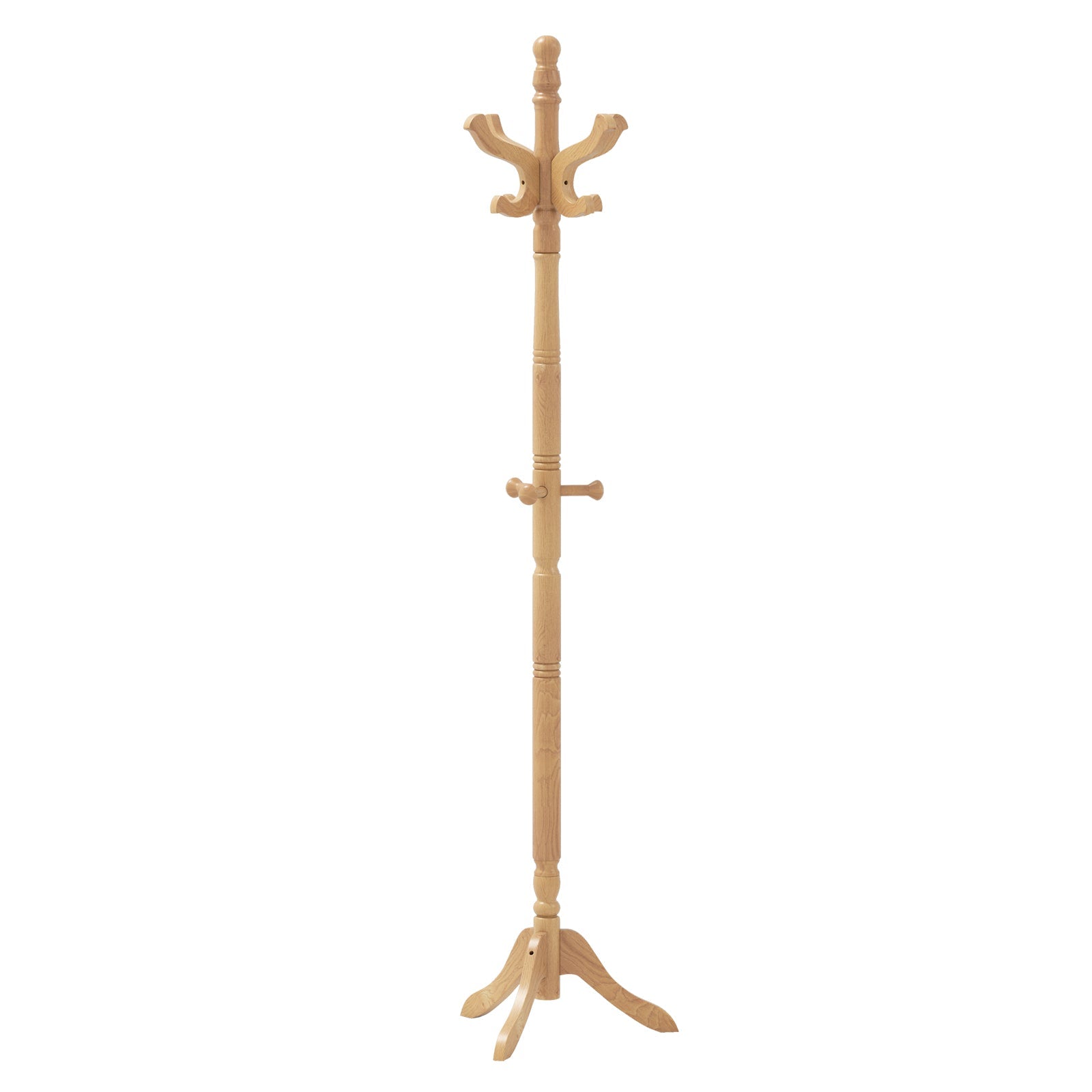 Solid Wood Hall Tree with 11 Hooks and 3 Height Options for Entryway