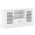 TV Stand for TVs up to 70 with Glass Doors Cubbies and Drawer