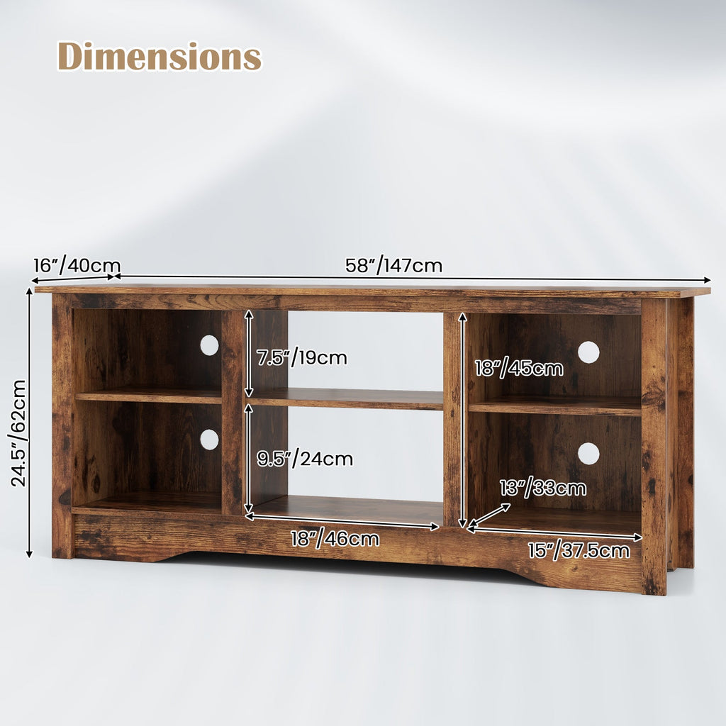 TV Stand for up to 65 Inch Flat Screen TVs with Adjustable Shelves for 18 Inch Electric Fireplace (Not Included)