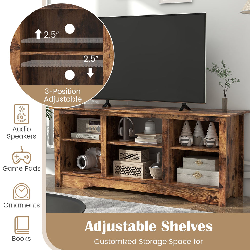 TV Stand for up to 65 Inch Flat Screen TVs with Adjustable Shelves for 18 Inch Electric Fireplace (Not Included)