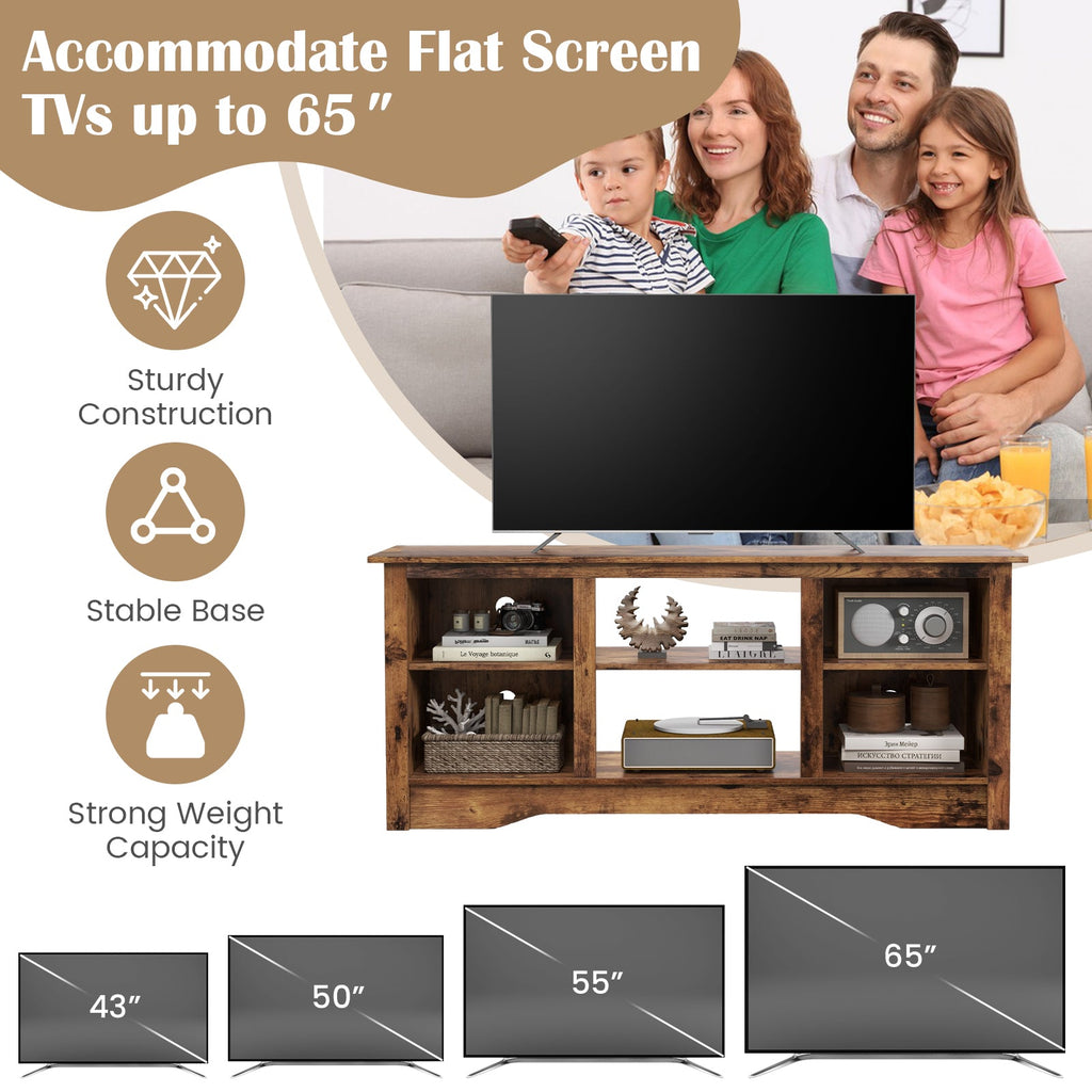 TV Stand for up to 65 Inch Flat Screen TVs with Adjustable Shelves for 18 Inch Electric Fireplace (Not Included)