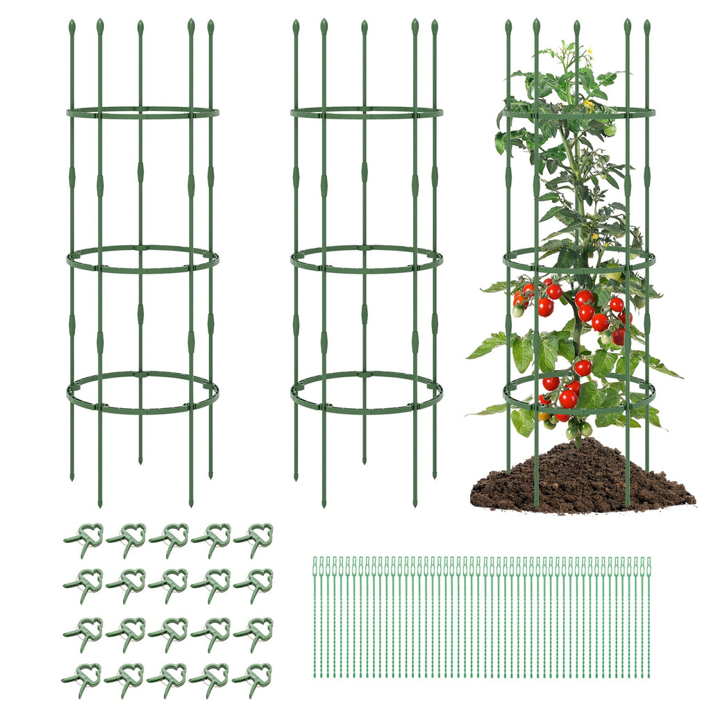 3-Pack Garden Trellis 40 Inch Tall Plant Support Stands with Clips and Ties