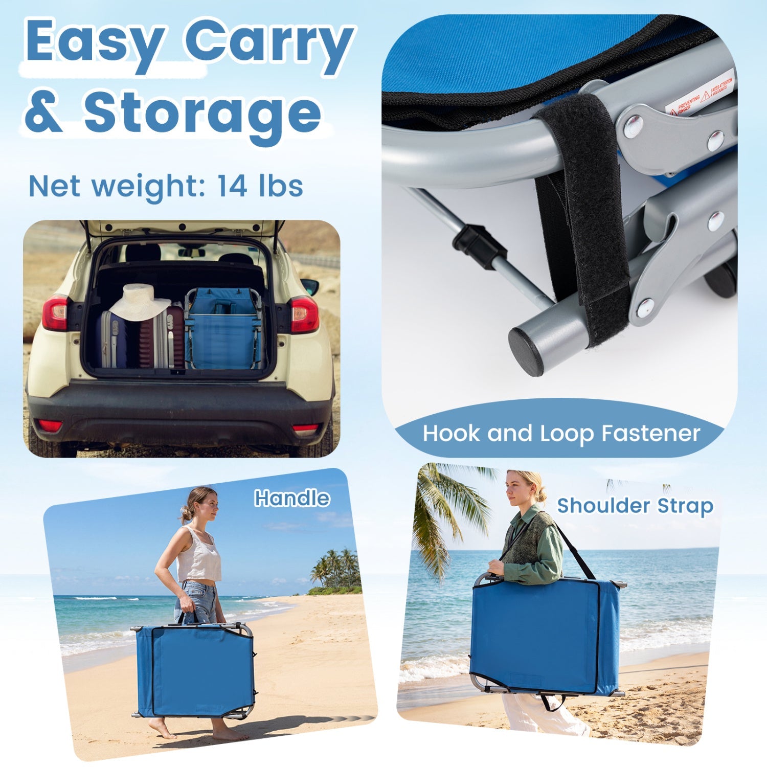 Tanning Chair with Face Arm Holes Portable Sunbathing Chair