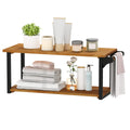 Teak Wood Wall Mounted Floating Shelves with Towel Bar