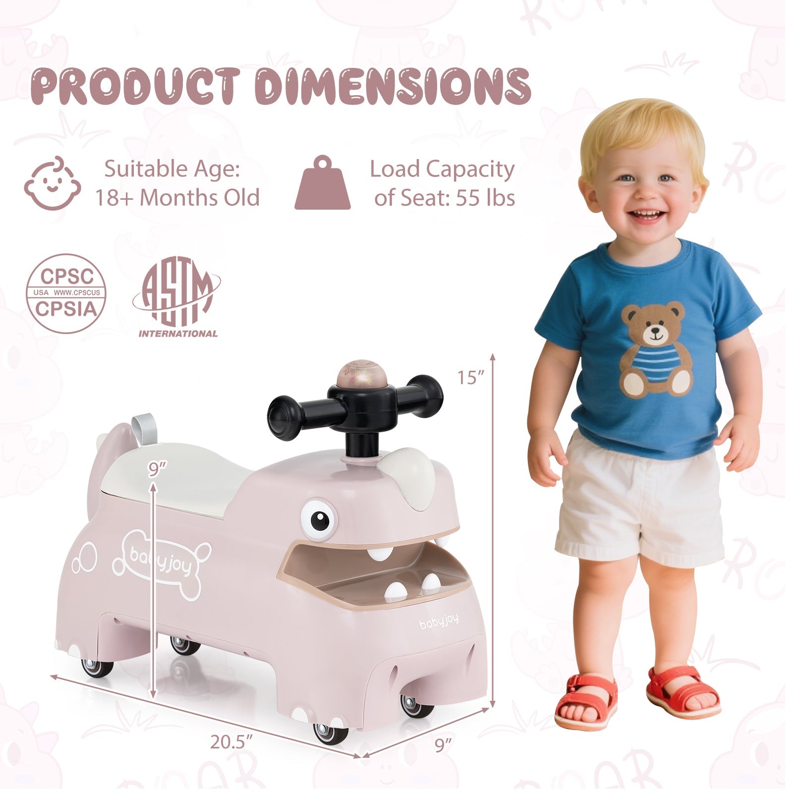 Toddler Ride on Toy Walking Sliding Car with Lights and Music