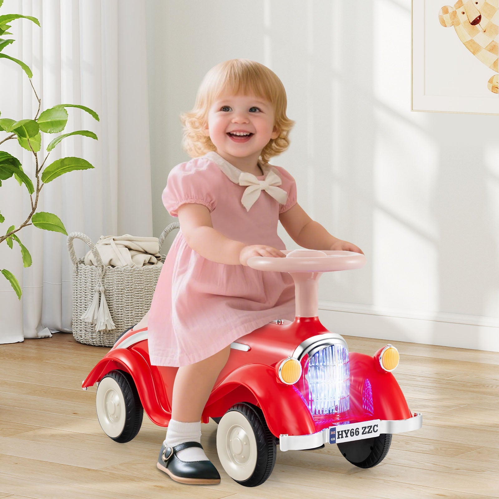 Toddler Ride on Toy Classic Sliding Car with Horn and LED Headlight