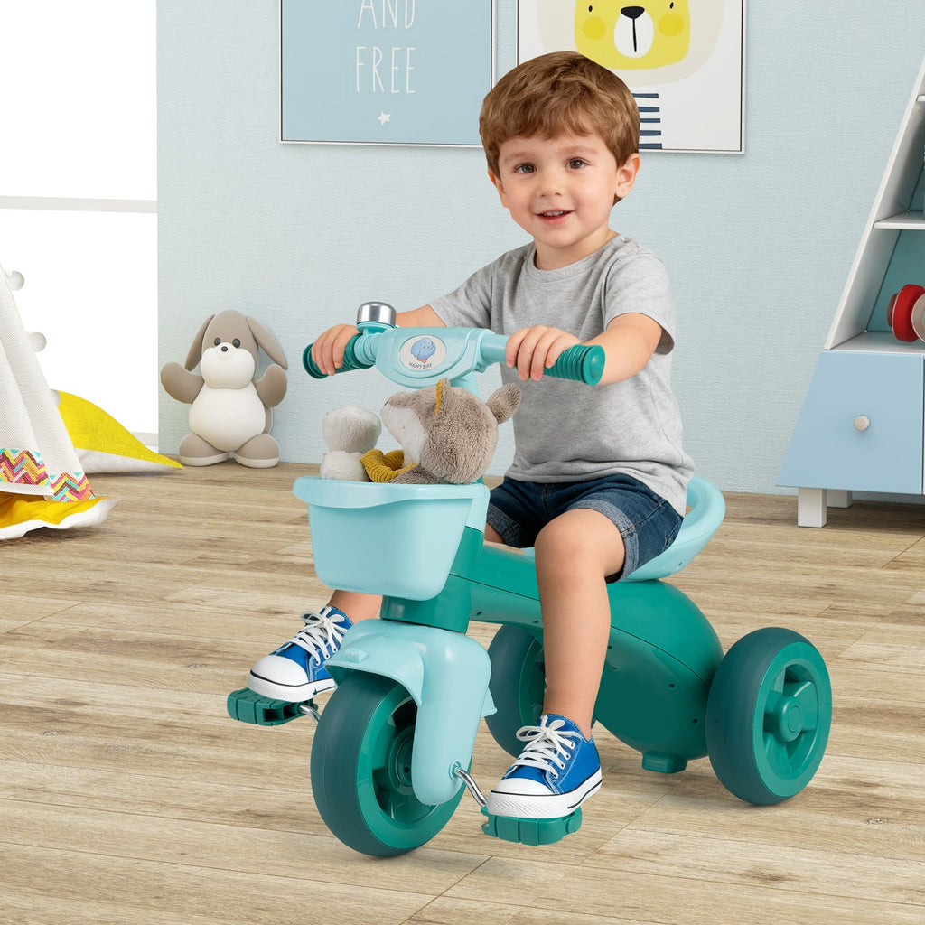 Toddler Tricycle with Limited Steering with Front Baskets and Bell
