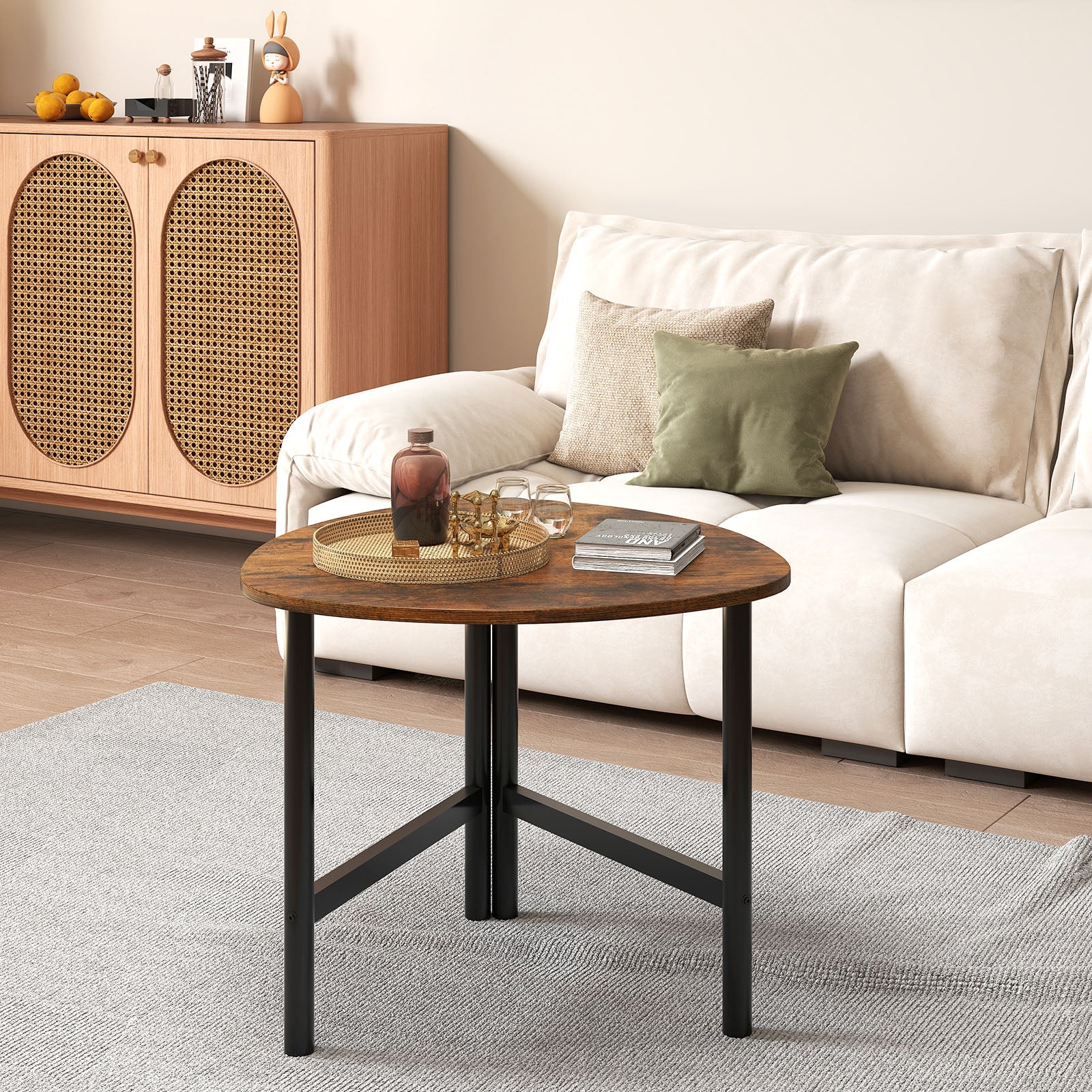 Triangle Coffee Table Oval Coffee Table with Metal Legs Industrial Center Table