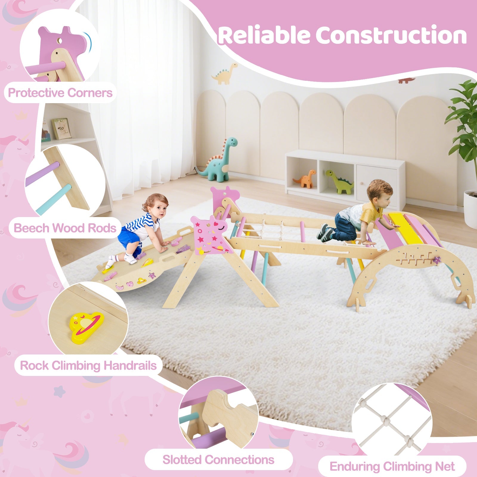 Triangle Set 8-in-1 Foldable Baby Climbing Toys Astronaut/Unicorn Theme