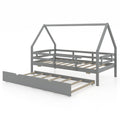 Twin House Bed with Trundle and Fence Rail