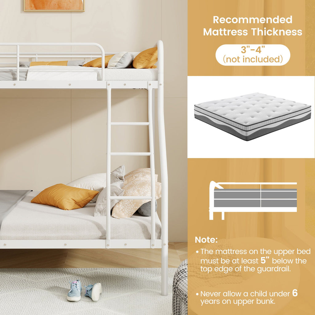Twin Over Full Bunk Bed with Ladder and Full-length Guardrails