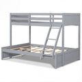 Twin Over Full Bunk Bed with 3-Step Ladder and Full-Length Guardrails