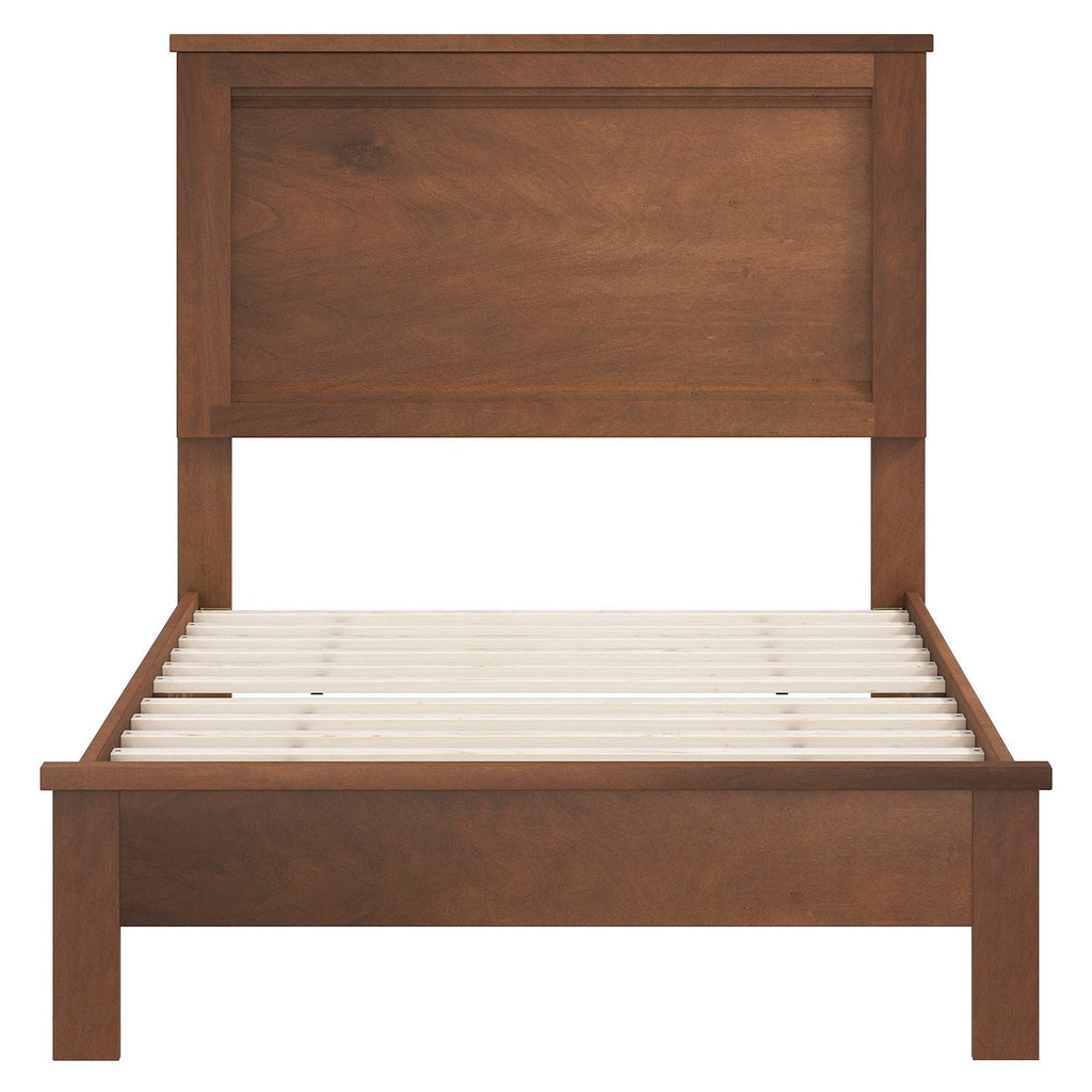Twin Size Wooden Bed Frame with Headboard and Slat Support