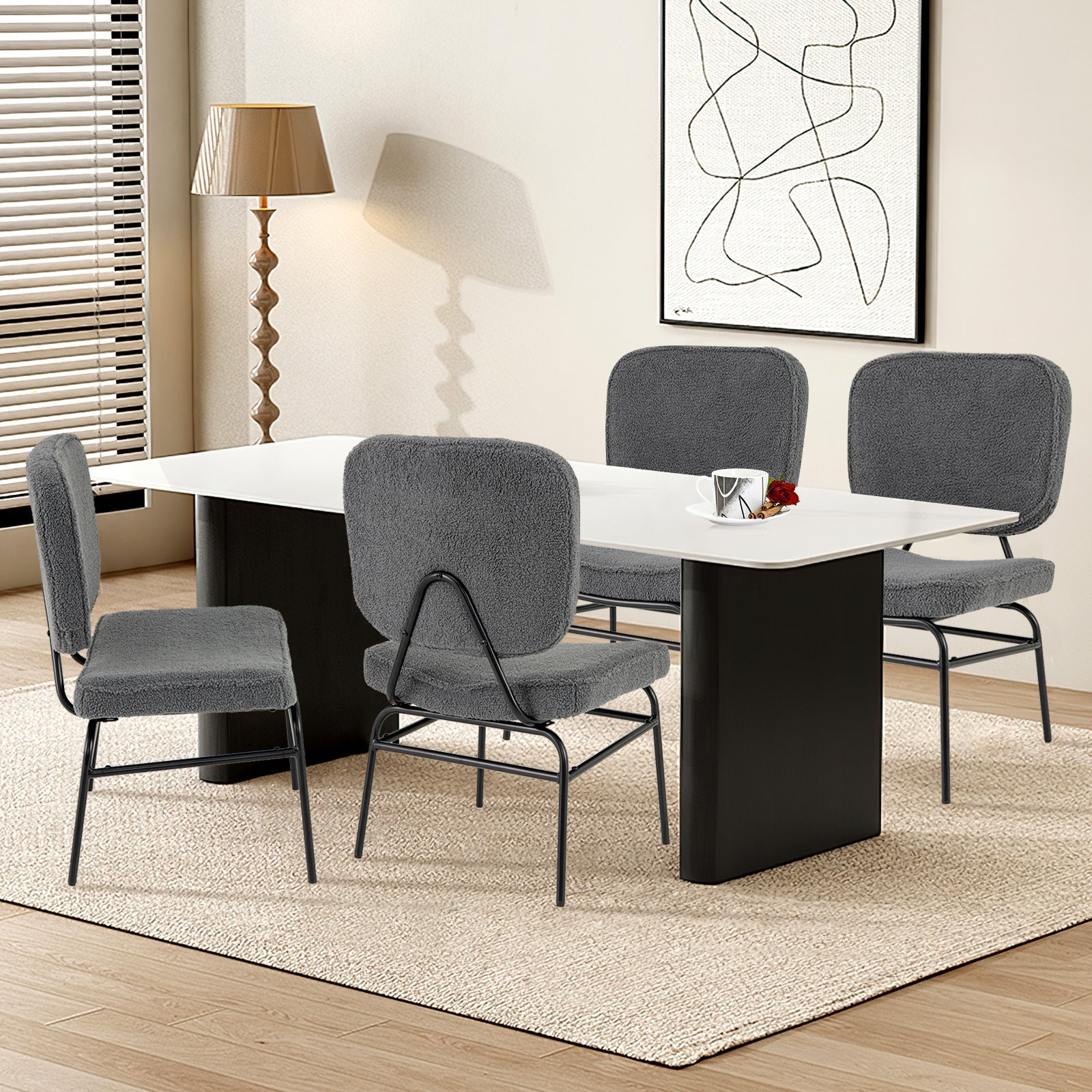 Upholstered Accent Chair Sherpa Reading Chair with Sponge Padding