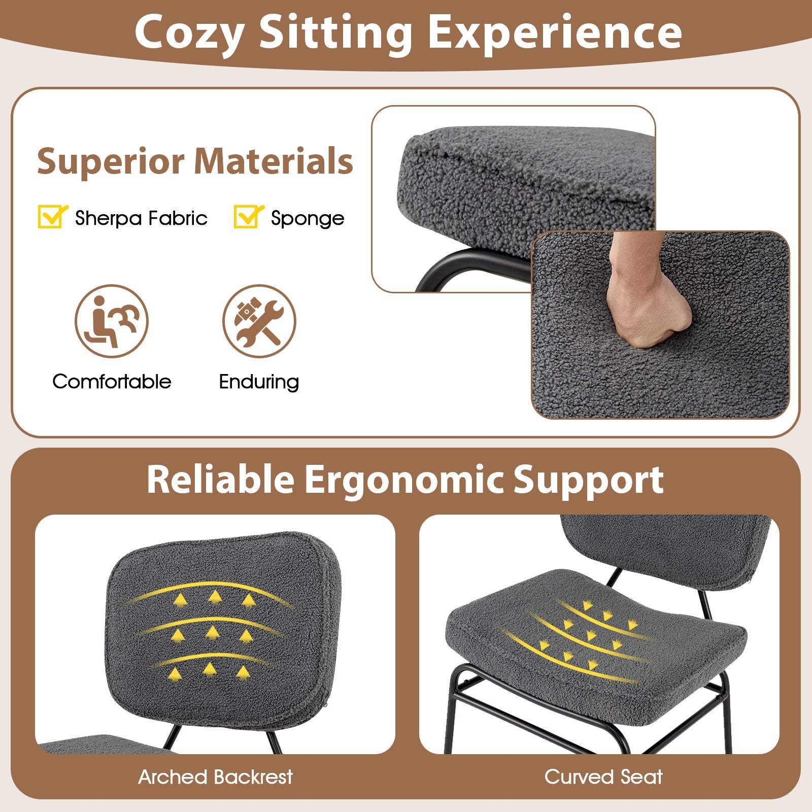 Upholstered Accent Chair Sherpa Reading Chair with Sponge Padding