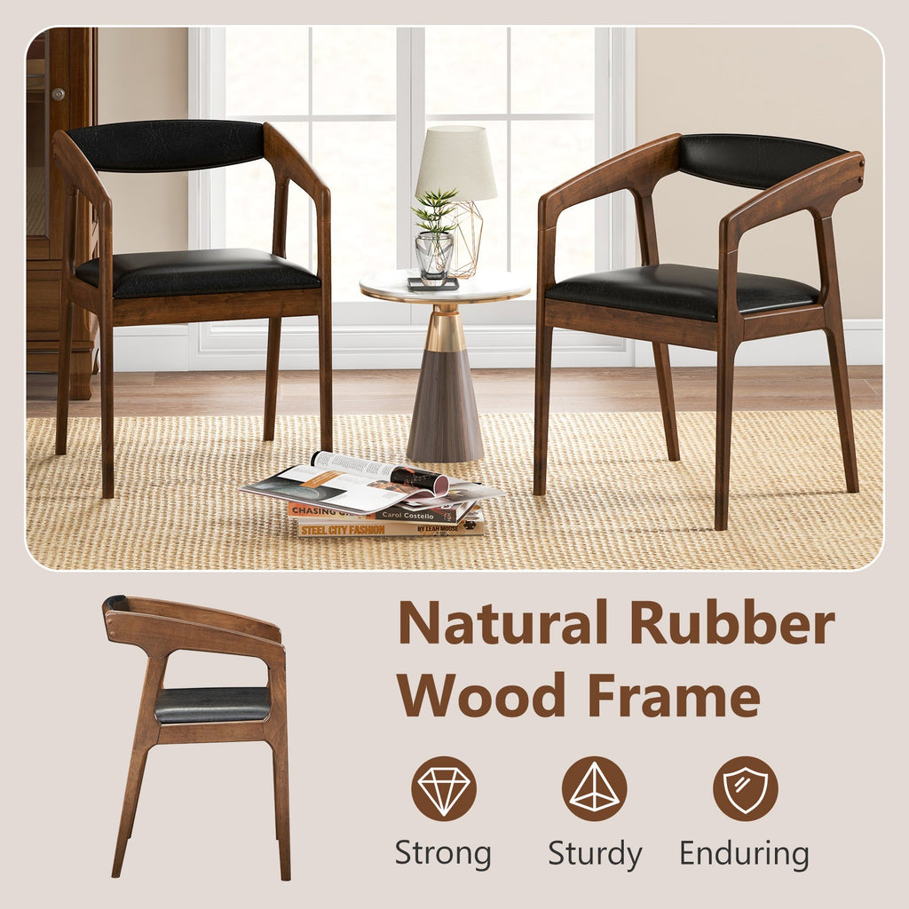 Upholstered Armchairs Set of 2 with Cozy Backrest and Padded Seat Cushion-Brown