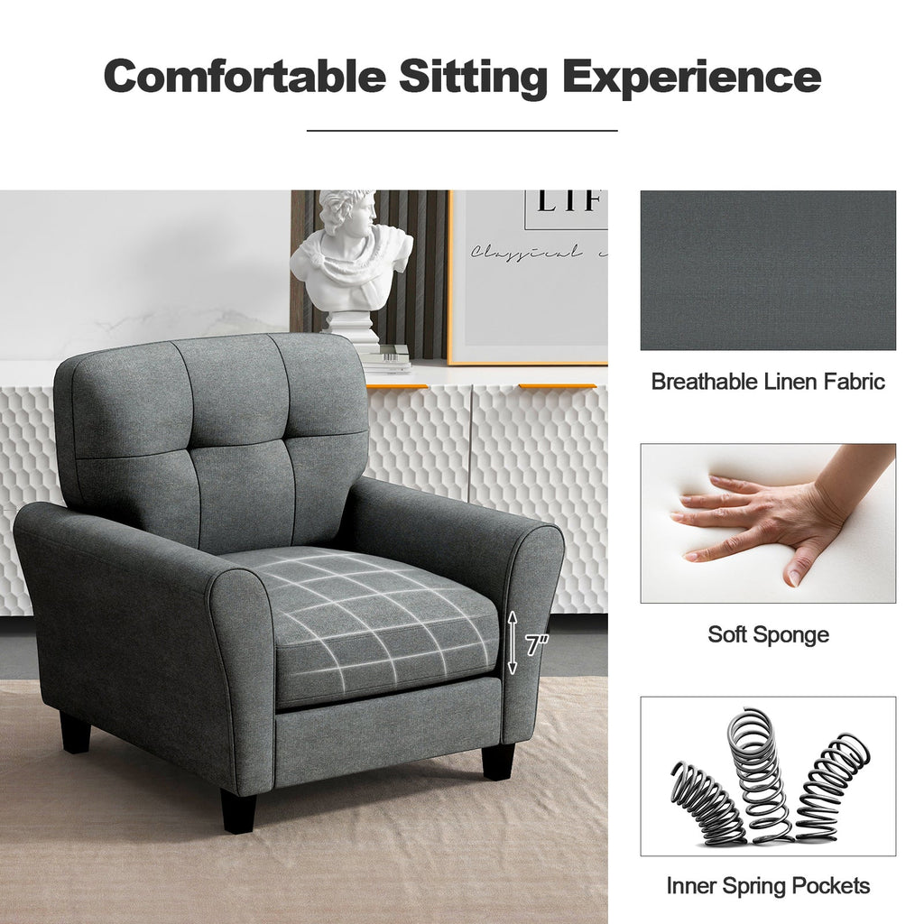 Modern Upholstered Accent Chair with Rubber Wood Legs