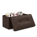Upholstered Rectangle Footstool with PVC Leather Surface and Storage Function