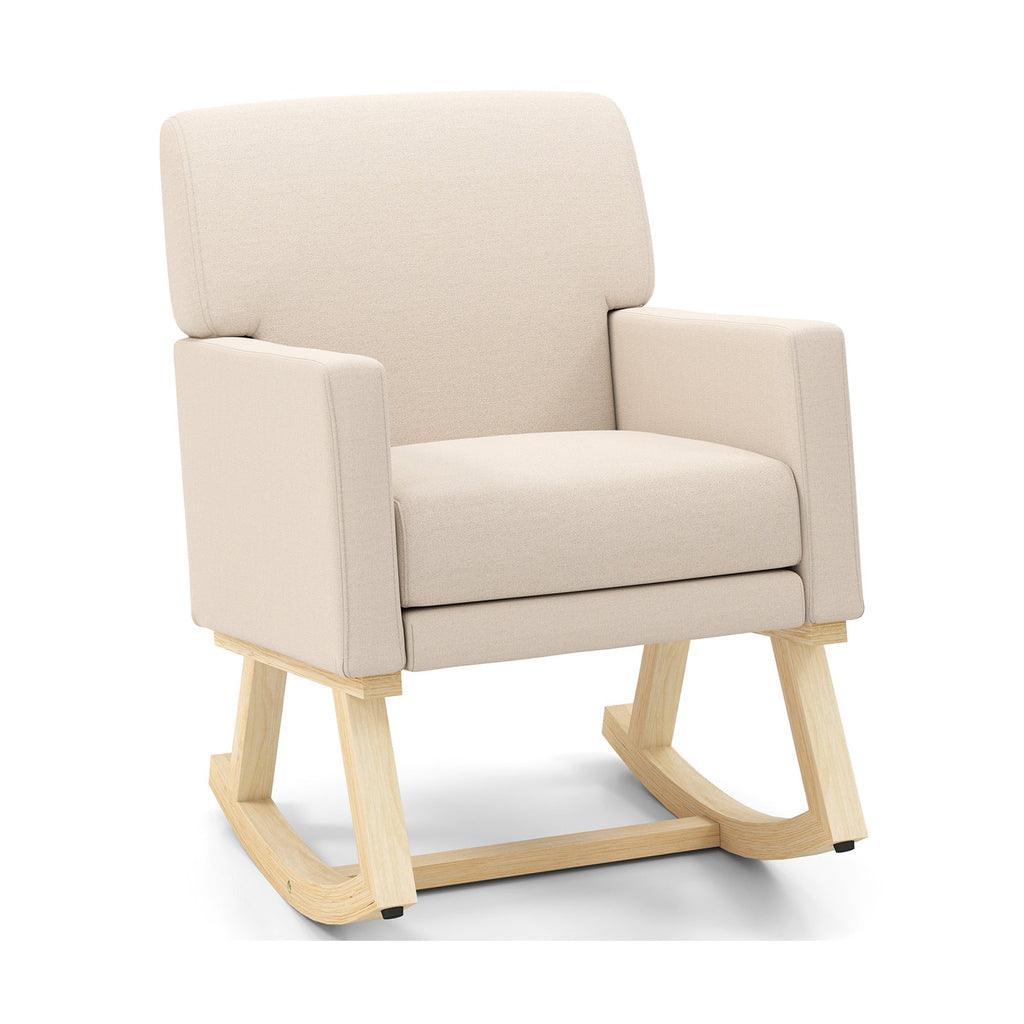 Upholstered Rocking Chair with and Solid Wood Base