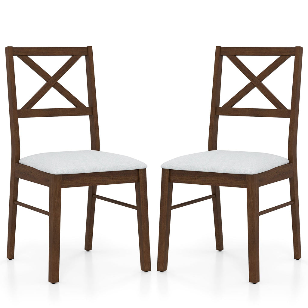 Upholstered Side Dining Chairs Set of 2 with Rubber Wood Frame