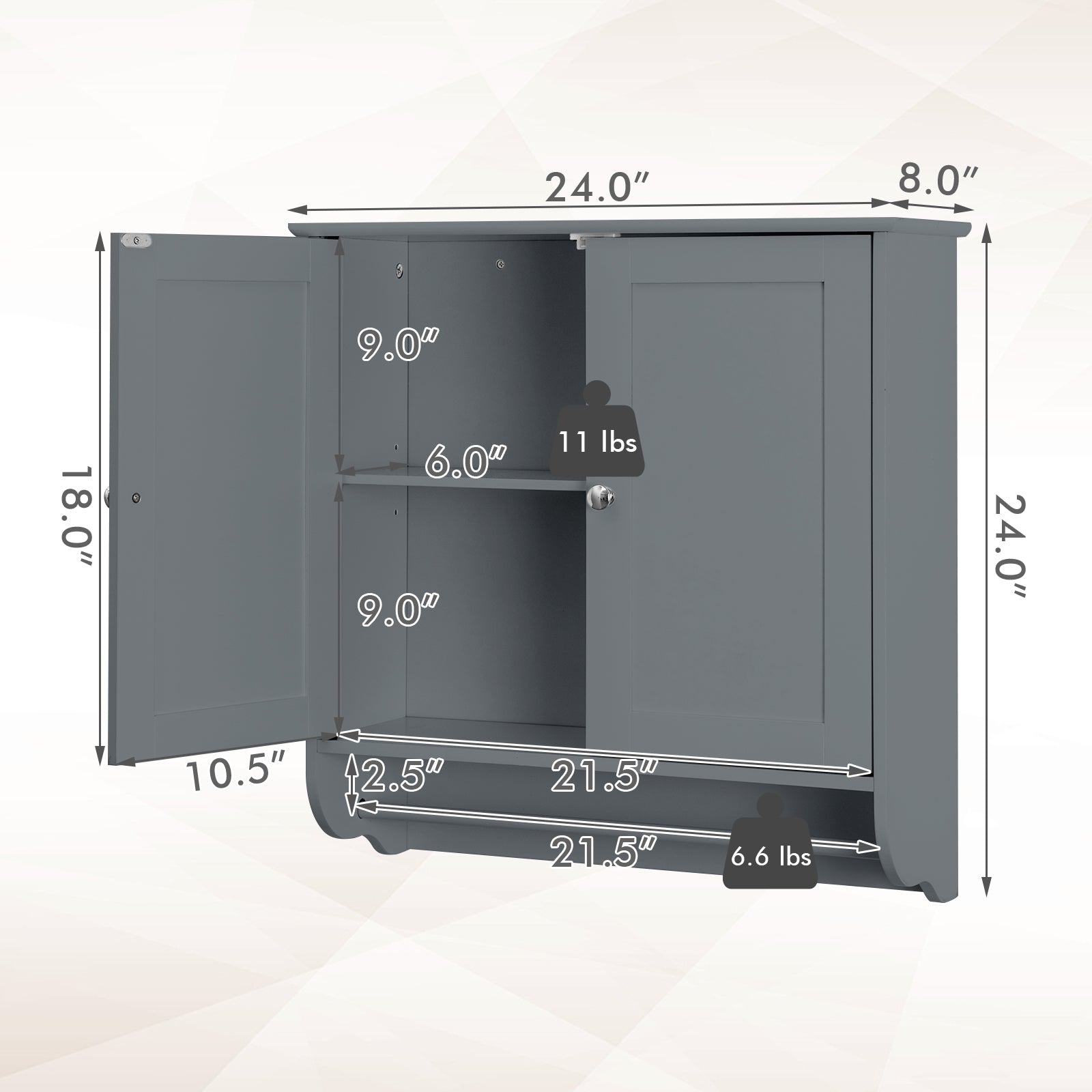 Wall Mounted Bathroom Storage Medicine Cabinet with Towel Bar