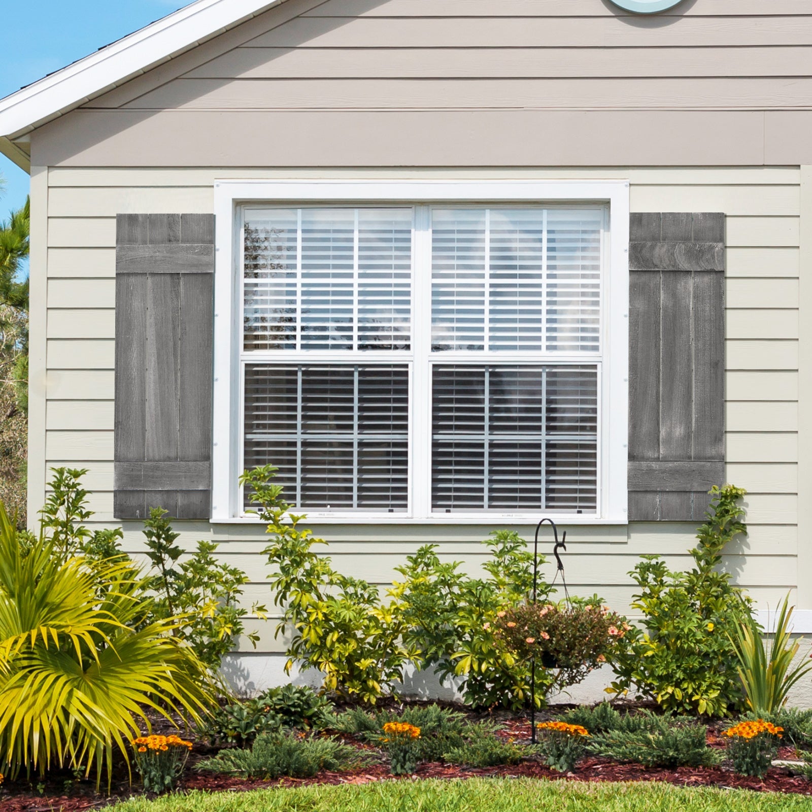 36 x 11 Inch Farmhouse Paulownia Wood Window Shutters Set of 2 for Windows